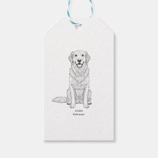 Saubere minimalistische Golden Retriever-Linienkun Geschenkanhänger