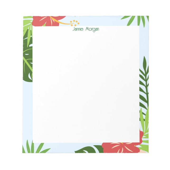 Saubere moderne Floral personalisierte Name Notizblock (Vorderseite)
