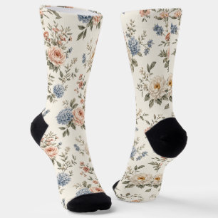 Saubere moderne Gartenblumen und negativer Raum Socken