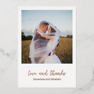 Saubere moderne Hochzeit-Dankeskarten mit Foto Folieneinladung