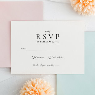 Saubere moderne schwarze und weiße Hochzeit RSVP Karte