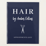 Saubere Navy Weiße Schere Haar Stylist Ernennung Planer<br><div class="desc">Blaue Terminkalender mit weißer Schere,  eleganten Schriftart und einem Namen in einem zauberhaften Drehbuch.</div>