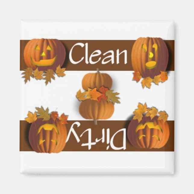 Saubere oder schmutzige Pumpkins Geschirrspülmasch Magnet (Vorne)