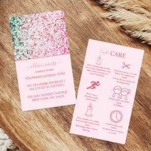 Saubere Pink Glam Branding Kerzenpflege Visitenkarte