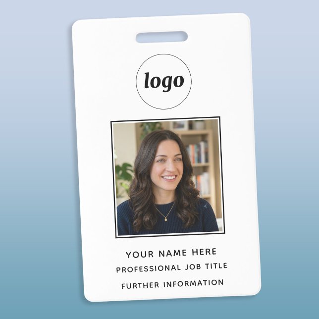 Saubere professionelle Kennzeichnung mit Foto Ausweis (Simple logo custom text business photo ID name badge)