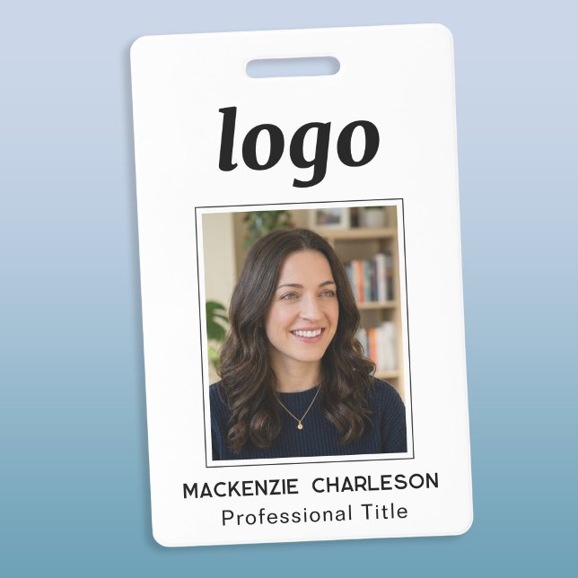 Saubere professionelle Kennzeichnung mit Foto Ausweis (Simple logo custom text business photo ID name badge)