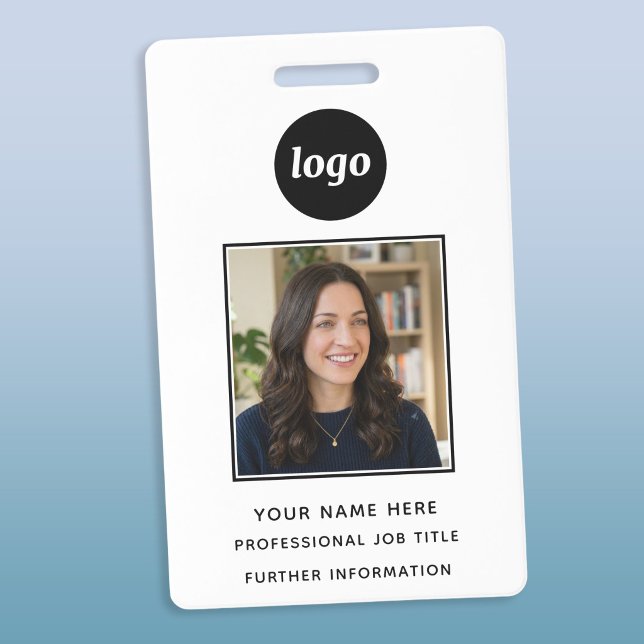 Saubere professionelle Namens-ID auf einem Foto Ausweis (Simple logo custom text business photo ID name badge)