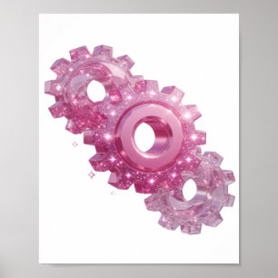 Saubere rosa PINK GLITTER GEAR ICONS Poster