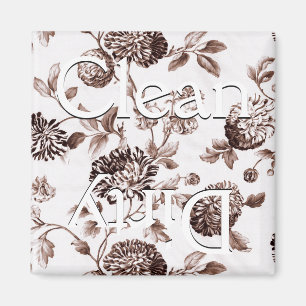 Saubere schmutzige braune vintage Blumen Toile Ges Magnet