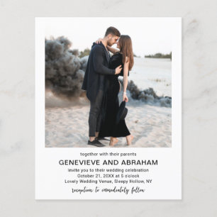 Saubere Schwarz-Weiß-Foto Budget-Hochzeitseinladun Flyer