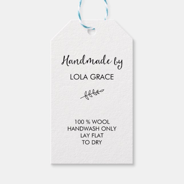 Saubere Schwarz-Weiß-Handschuhe von Geschenkanhänger (Vorderseite)