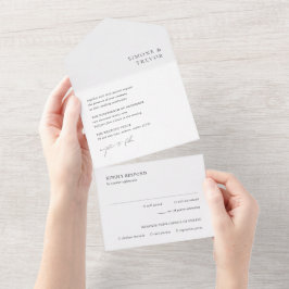 Saubere Schwarz-Weiß-Hochzeit All In One Einladung