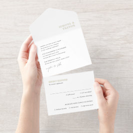 Saubere Schwarz-Weiß-Hochzeit All-in-One-Einladung