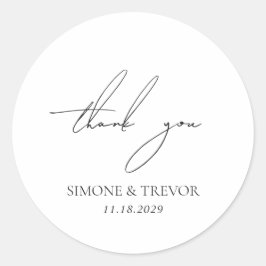 Saubere Schwarz-Weiß-Hochzeit Runder Aufkleber