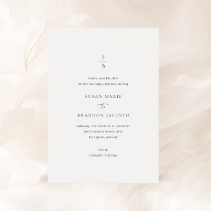 Saubere Schwarz-Weiß-Monogramm-Moderne-Hochzeit Save The Date