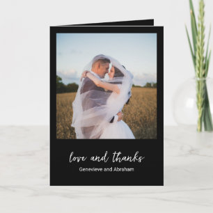 Saubere schwarze Foto-Moderne Hochzeit Dankeskarte