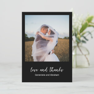 Saubere schwarze Foto Moderne Hochzeit Dankeskarte