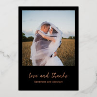 Saubere schwarze Foto-Moderne Hochzeit Dankeskarte