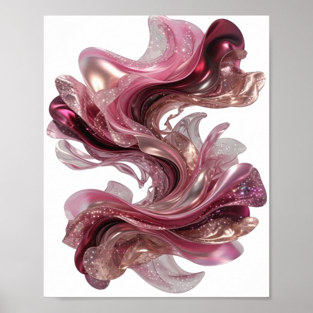 Saubere Silber ABSTRACT ART Mode Druck Poster (Vorne)