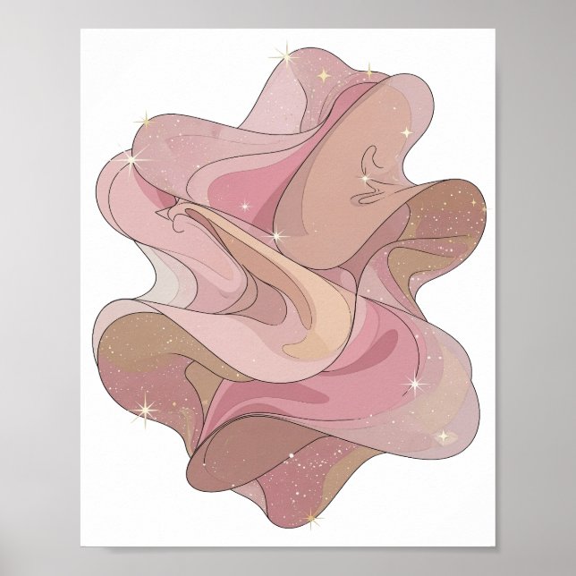 Saubere Silber ABSTRACT ART Mode Druck Poster (Vorne)