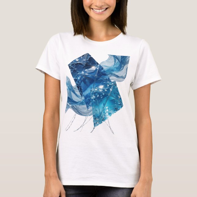 Saubere Silber BLUE ICE CRYSTALS Grafikdesign T-Shirt (Vorderseite)