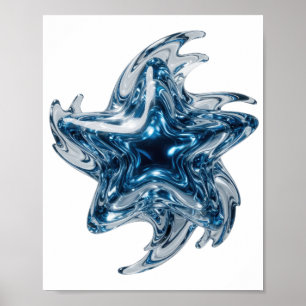 Saubere Silber BLUE STAR Slogan Design Poster