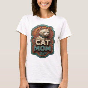Saubere Silber-CAT-MOM-Wearable-Kunst T-Shirt