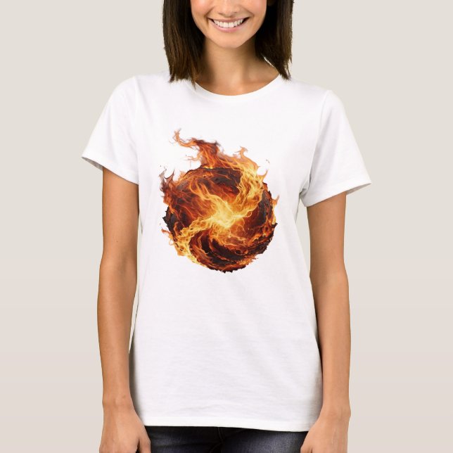 Saubere Silber FIRE BALL 3D Text Kunst T-Shirt (Vorderseite)
