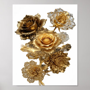 Saubere Silber GOLDENE ROSEN Poster