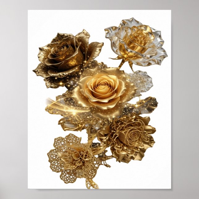 Saubere Silber GOLDENE ROSEN Poster (Vorne)