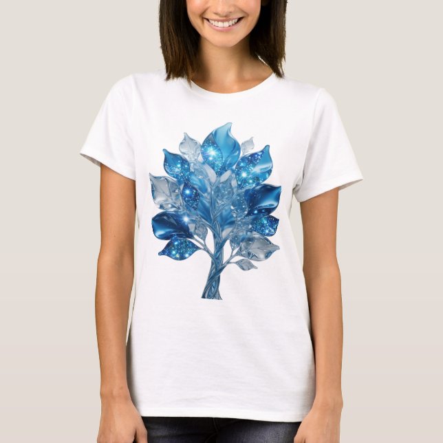 Saubere Silber-WATER-TREE-Textgestaltung T-Shirt (Vorderseite)