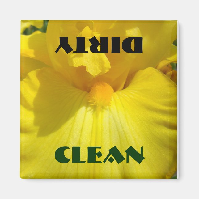 Saubere Spülmaschine Magnet Gelbe Iris Blume (Vorne)