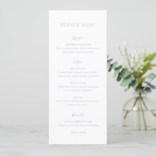Saubere Staubblaue Elegante Hochzeit Menükarte