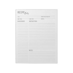 Saubere und einfache, detaillierte Rezeptorseiten Notizblock