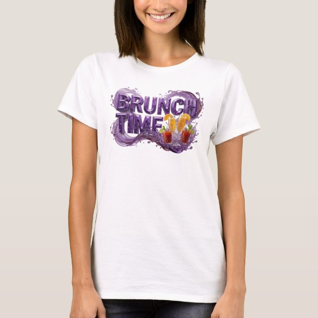 Saubere violette BRUNCH TIME Statement T-Shirt (Vorderseite)