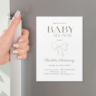 Saubere Weiße Chic-Schleife Baby-Shower-Magnet Magnetkarte