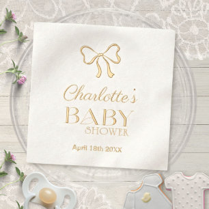 Saubere Weiße Elegante Schleife Baby Shower Servietten Mit Folie