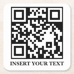 Saubere Weiße Minimalistische QR Benutzerdefiniert Rechteckiger Pappuntersetzer