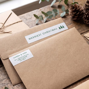 Saubere weiße und kieferngrüne Weihnachtsadresse
