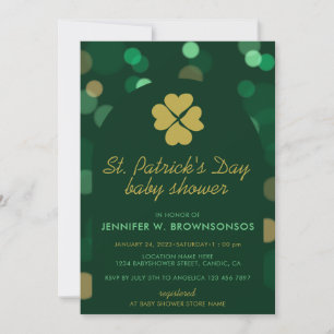 Sauberer grüner einfacher Bokeh St. Patricks Tag Einladung