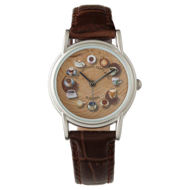 Sauberer Kaffee mit Bohnen als Uhr (Vorderseite)