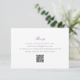 Sauberer Lila QR-Code Elegante Hochzeit RSVP Karte