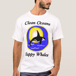 Sauberer Ozean-glücklicher Wal-Kontrast T T-Shirt
