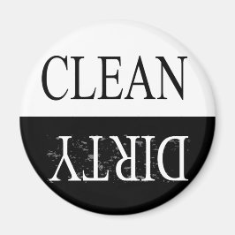 Sauberer schmutziger runder Geschirrspüler-Magnet Magnet