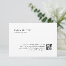 Sauberer schwarzer und weißer QR-Code Moderne Hoch RSVP Karte