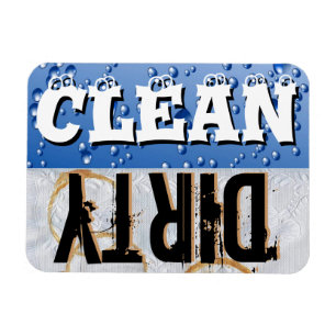 Sauberer u. schmutziger Spülmaschinen-Vinylmagnet Magnet