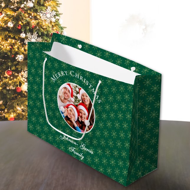 Sauberer Waldgrüner Schneeflocken Weihnachten Große Geschenktüte (Von Creator hochgeladen)