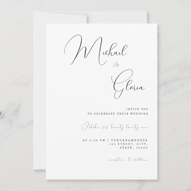 Sauberer weißer QR-Code in einer Hochzeit Einladung (Vorderseite)