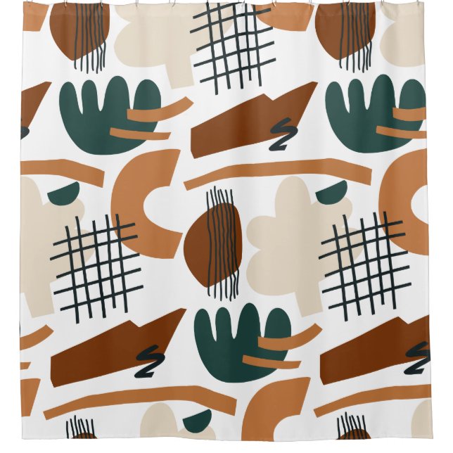 Sauberes abstraktes Boho-Muster | Modernes Minimal Duschvorhang (Vorderseite)