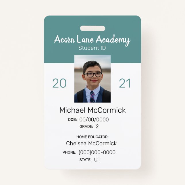 Sauberes Aquamarines Studentenausweis-Abzeichen Ausweis (Vorderseite)